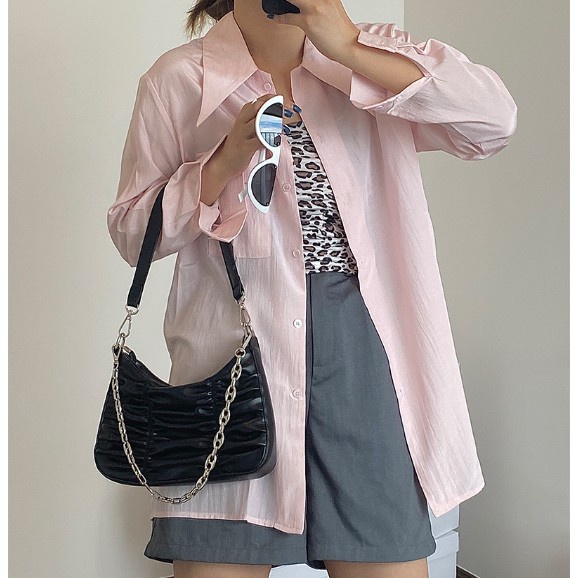 Túi Kẹp Nách Nữ Linh Store Túi Kẹp Nách Da Dây Xích Đeo Chéo Nhún Bèo Hàng Quảng Châu - LS31