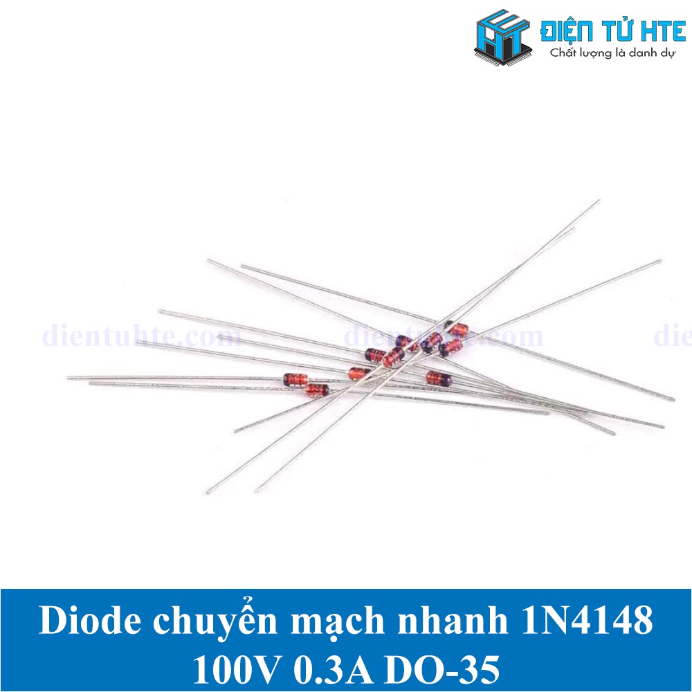 Gói 10 con Diode chuyển mạch nhanh 1N4148 100V 0.3A chân cắm DO-35