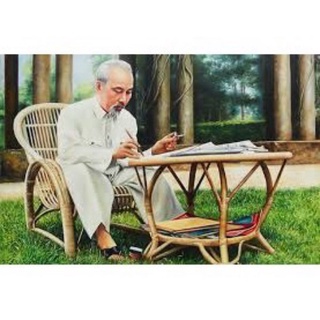 Tranh đính đá bác hồ làm việc df422