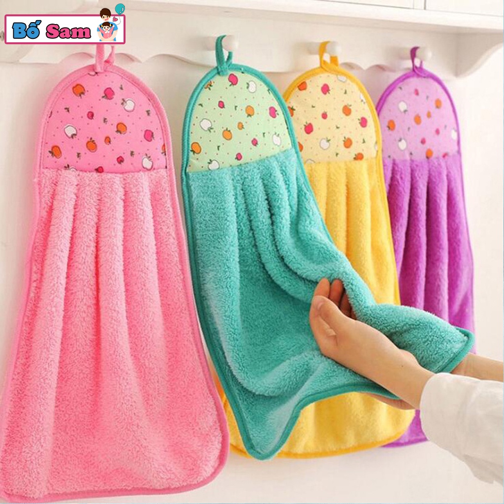 Khăn lau đa năng cotton treo tường siêu thấm nước, tiện dụng có móc treo Shop Bố Sam