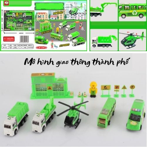 Đồ chơi ô tô mô hình chạy đà màu xanh - Xe mô hình đồ chơi cho bé, Hộp có quai xách thiết thực