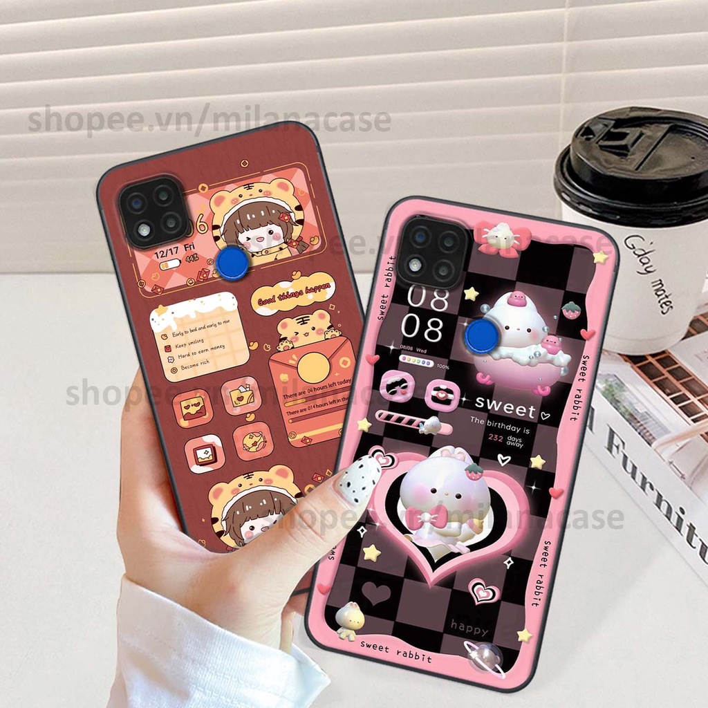 Ốp Xiaomi Redmi 9C hình đồng hồ icon gấu mèo cute cực dễ thương ngộ nghĩnh