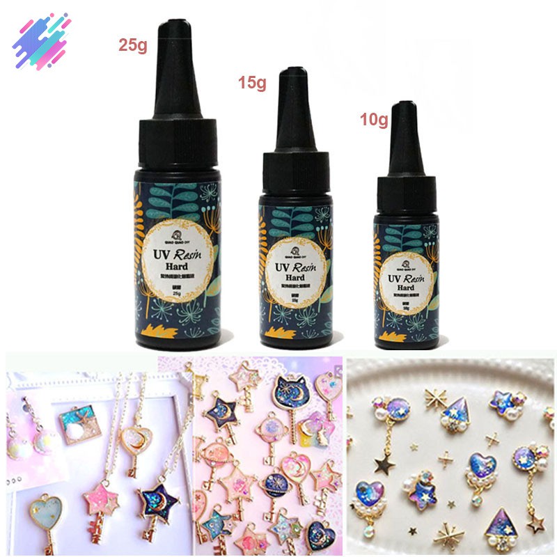 Keo UV resin cứng 10/15/25g tự làm kích hoạt sấy khô bằng ánh mặt trời
