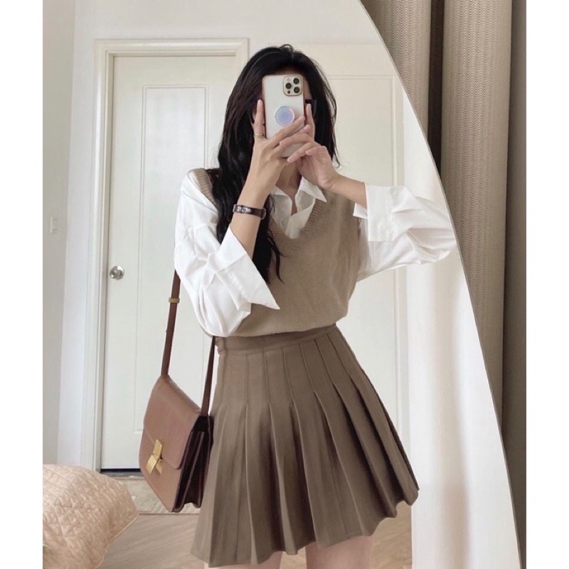 Chân váy tennis xếp ly lưng cao, Chân váy chữ a ngắn xếp li đẹp – (CV13)