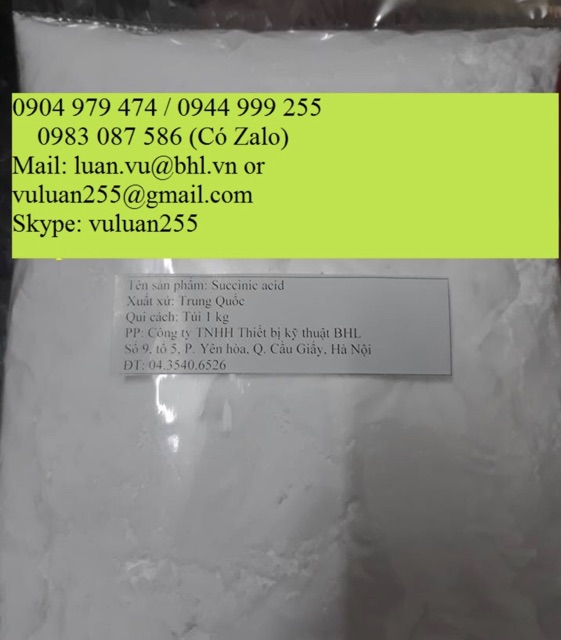 Hoá chất Succinic aci.d CAS 110-15-6 C4H6O4 túi 500g axi.t sucinic - thùng 25kg bán lẻ
