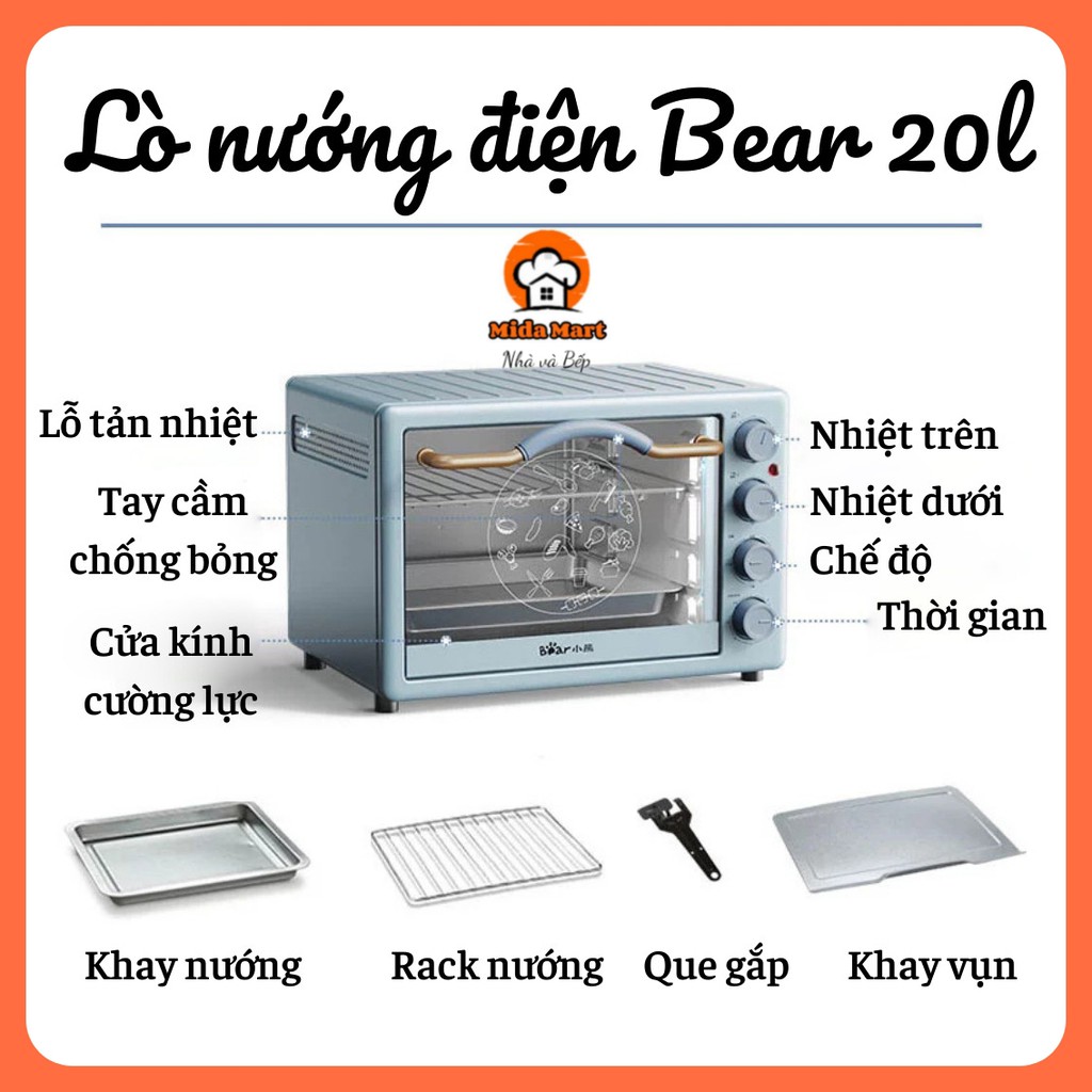 🔥 LÒ NƯỚNG ĐA CHỨC NĂNG BEAR 20L CHÍNH HÃNG DKX-C20D1 BẢO HÀNH 6 THÁNG 🔥
