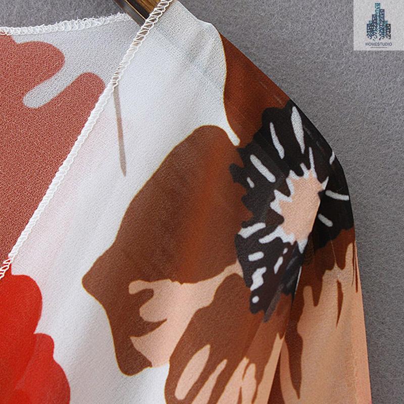Áo Khoác Kimono Họa Tiết Hoa Thời Trang Đi Biển Cho Nữ