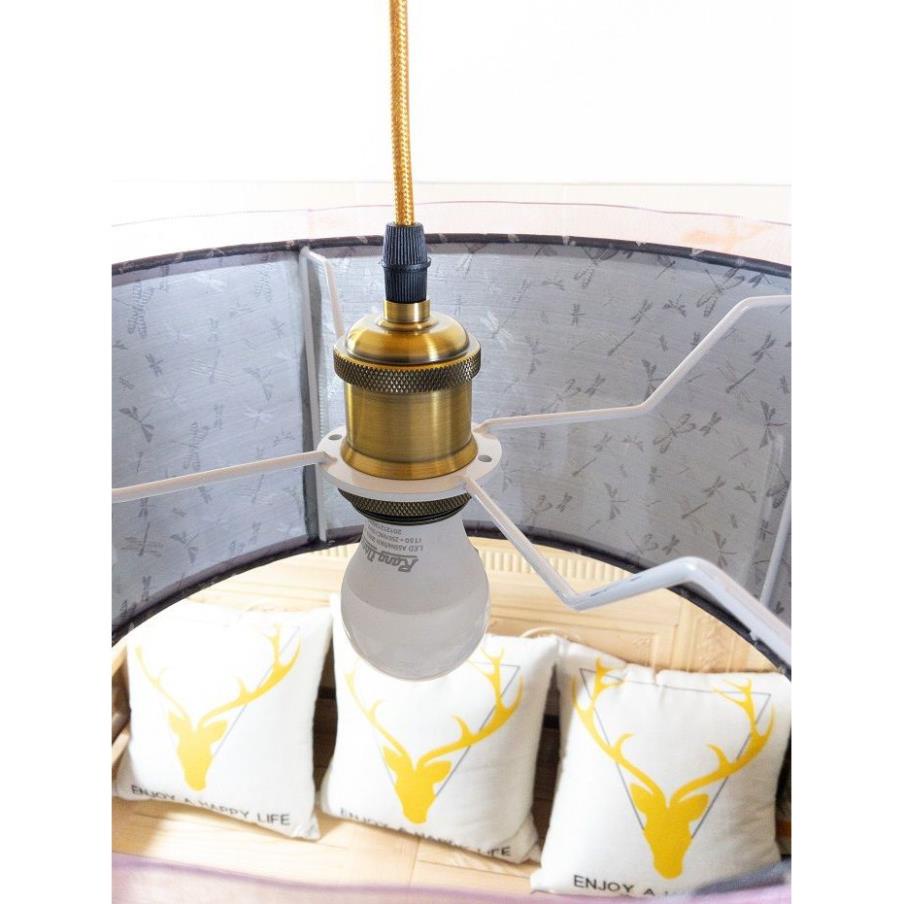 Combo 1 đèn thả trần vẽ tay mùa thu + 1 đèn bàn gốm Bát Tràng, đèn trang trí nội thất TT006A