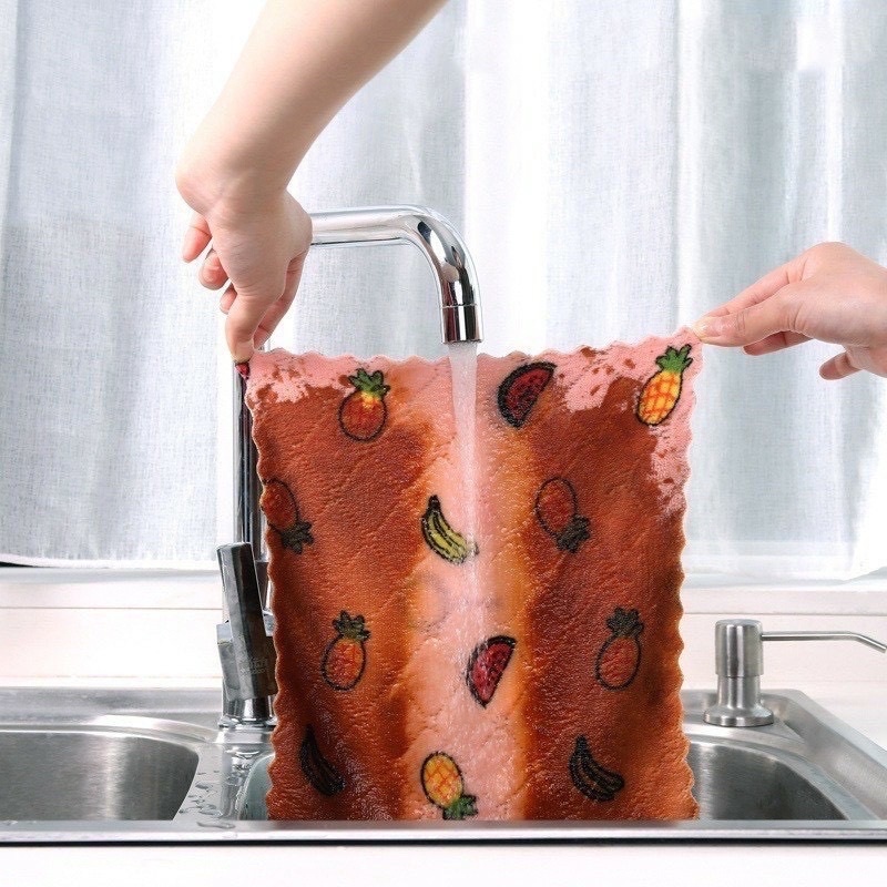 Khăn lau đa năng 2 mặt dùng lau mặt lau tay lau bếp hoạ tiết xinh xắn