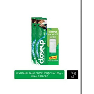 Kem Đánh Răng Close-up Hương Bạc Hà (180g x 2 _ tặng khăn) _ Close-up (180g _ tặng kem)