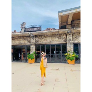 Đầm maxi vàng nơ lưng H3321 (+hình thật)