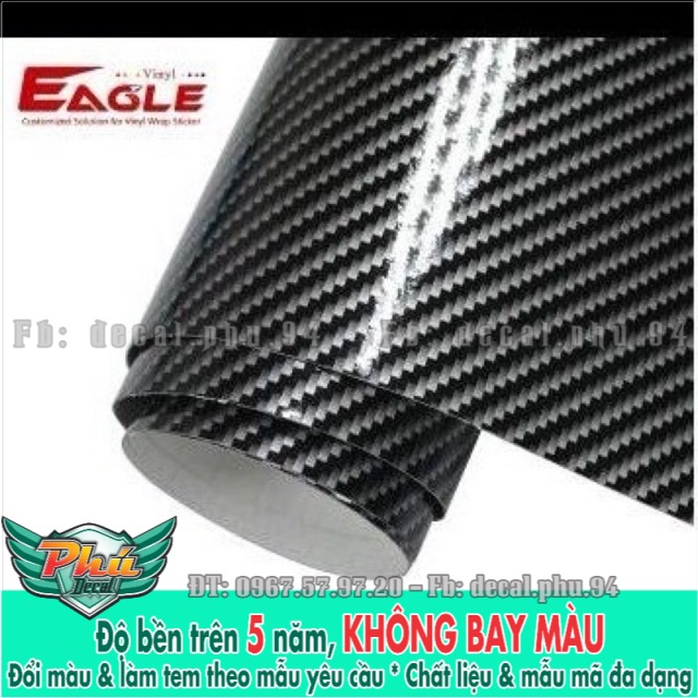 Decal Carbon 3D bóng keo cacbon decal các bon 30x50 -1
