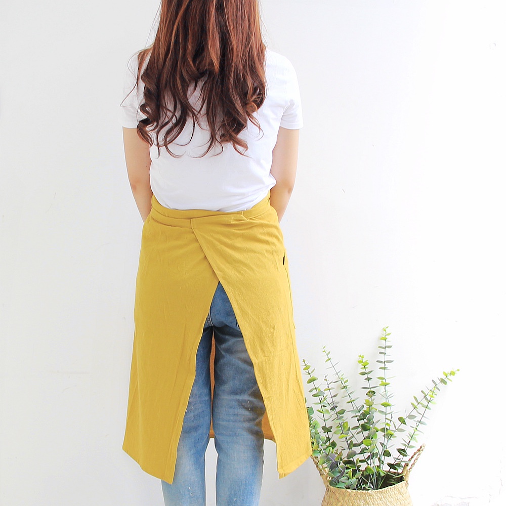 Tạp dề cotton có túi họa tiết trơn nhiều màu- hatimoon - HTD00205