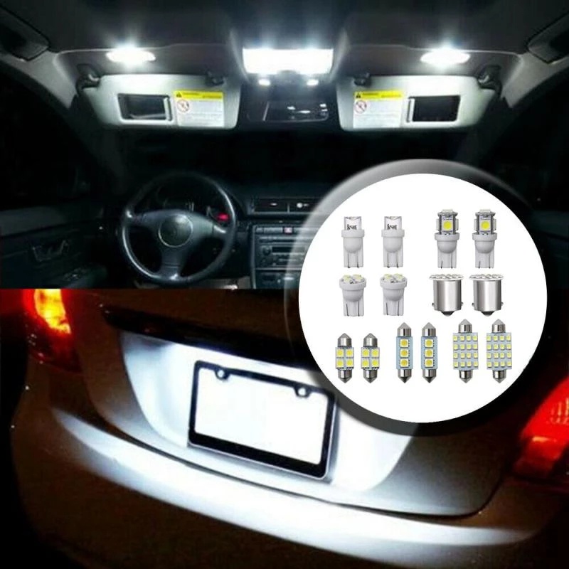 Set 14 đèn LED 1157 T10 31/36/41mm gắn biển số xe ô tô