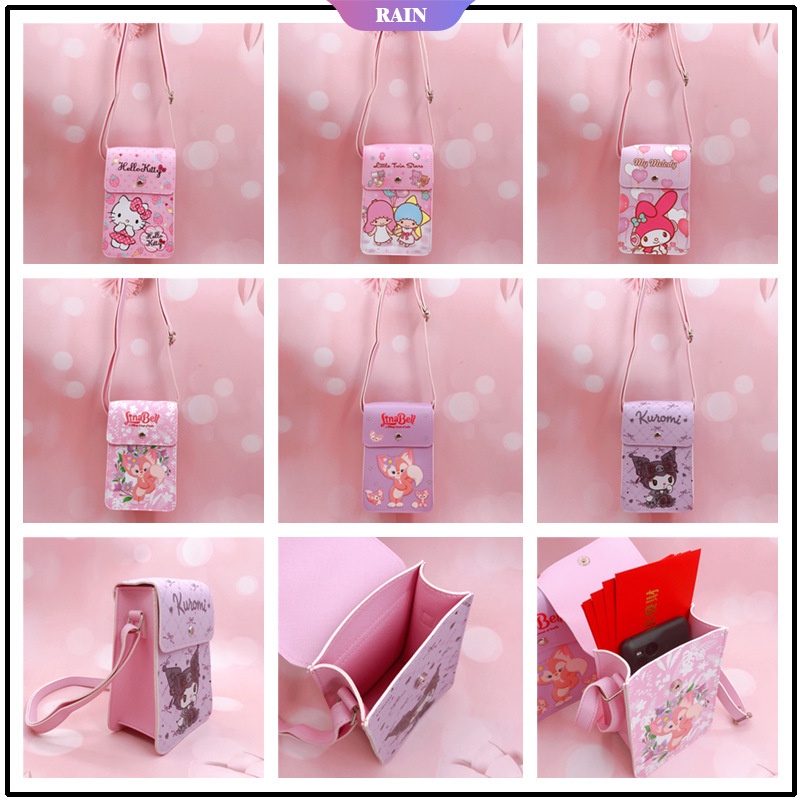 SANRIO Túi Đeo Vai Đựng Điện Thoại Họa Tiết Hoạt Hình Dễ Thương Có Khóa Từ Tính