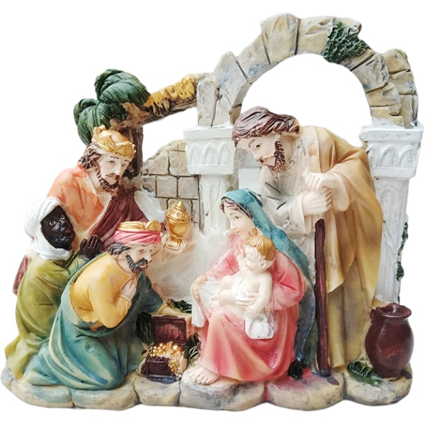 [Home & Living]Nativity Scene Resin Statue Holy Family Christ Decor Celebrations Ornament