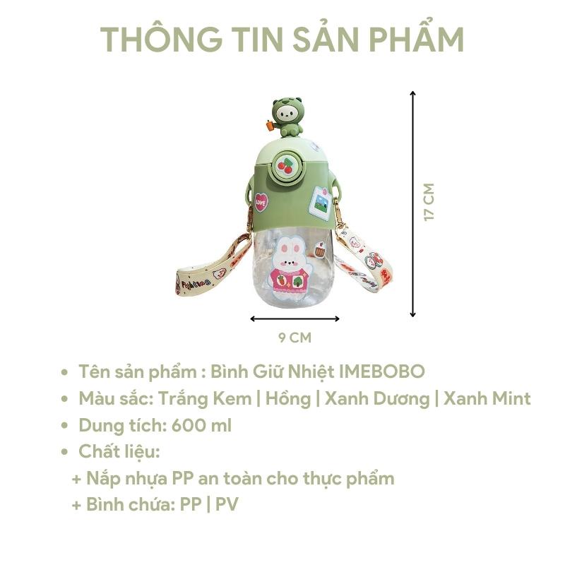 [VIP] Bình Nước POR044 600ML Cho Bé Kèm Dây Đeo Tiện Lợi, Bình Sữa Dán Sticker Xinh Xắn