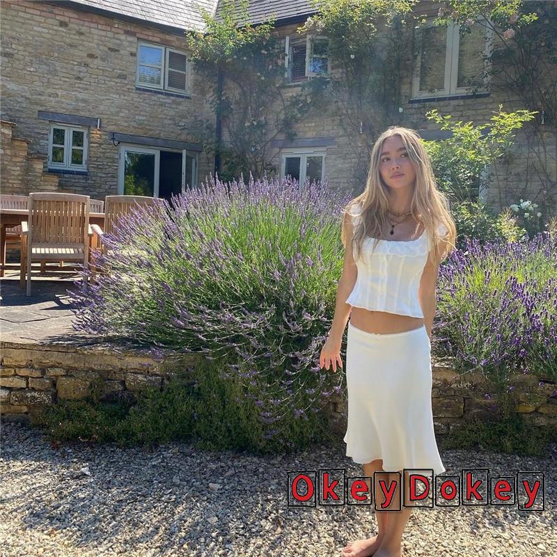 Okdk-áo Tank Top Trắng Cổ Tích Y2K Cho Nữ