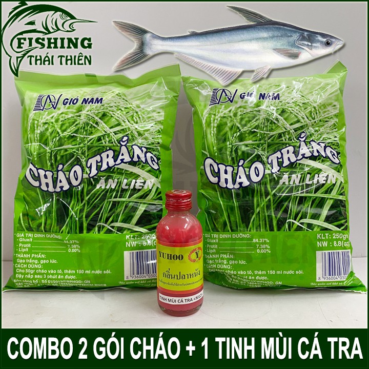 Combo 2 gói cháo gió nam, 1 chai tinh mùi câu cá tra