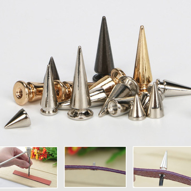 Bộ 10 đinh tán gai phong cách Punk trang trí đồ da thủ công DIY