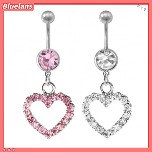 Khuyên rốn thép không gỉ gắn hình trái tím đính đá xinh xắn