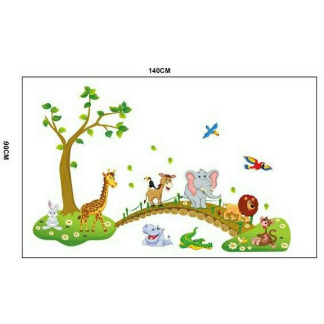 Decal dán tường động vật qua cầu