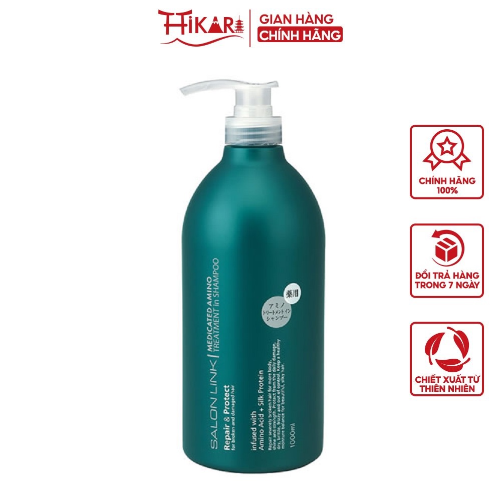 Dầu gội và xả 2in1 thêm dưỡng chất Kumano Salonlink Medicated Treatment in Shampoo 1000ml giúp tóc óng mượt 