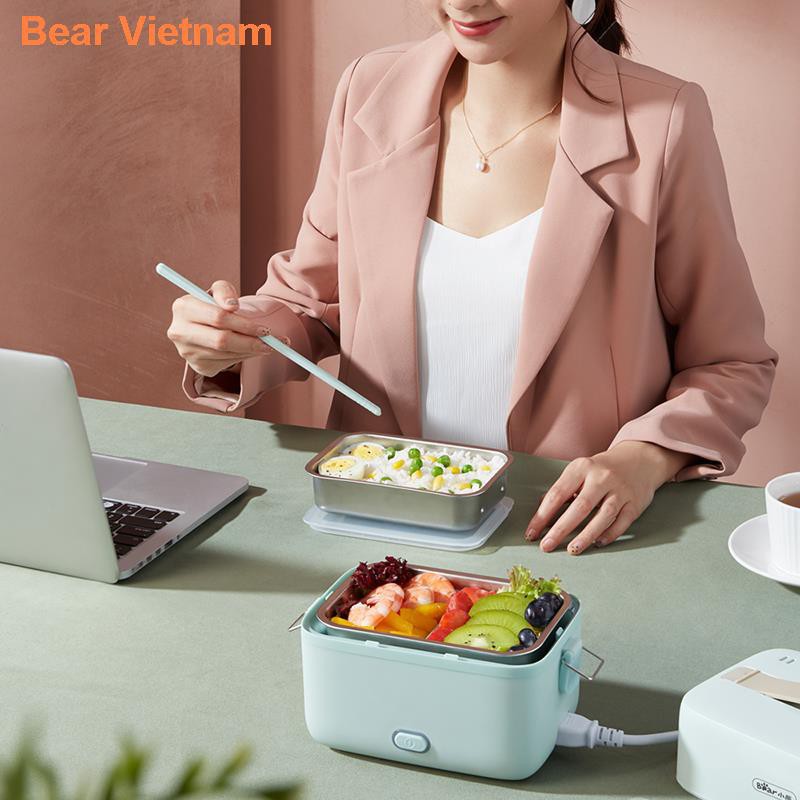 ◘✹♈✿Hộp cơm điện Bear cách nhiệt có thể cắm tự hâm nóng nấu tạo tác với nồi tử văn phòng xách tay