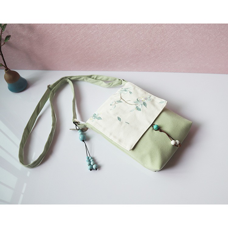 Túi vải đeo chéo họa tiết thêu xinh xắn