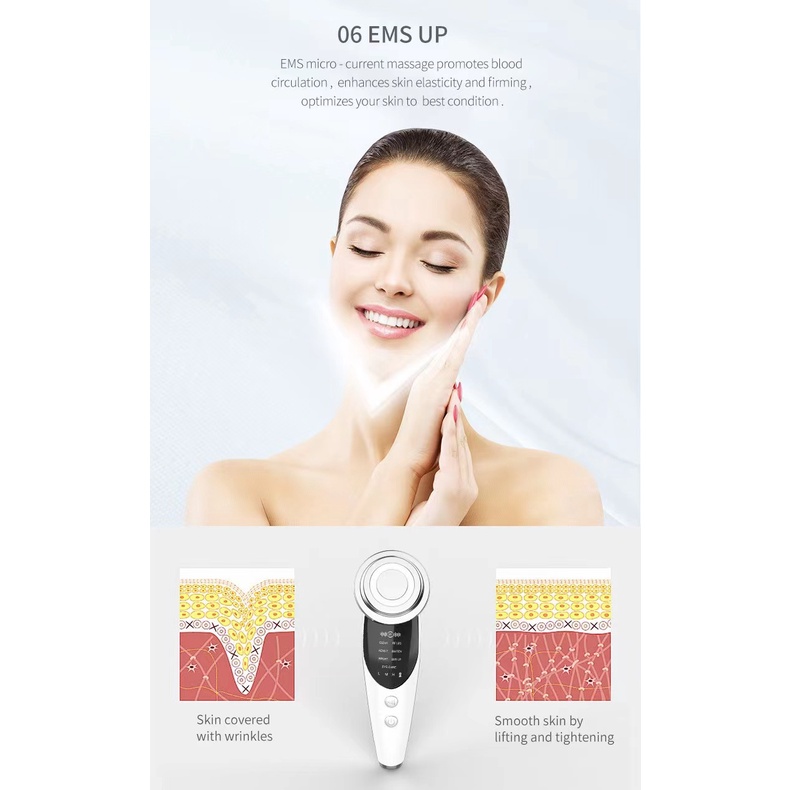 Máy mát xa 7 trong 1 UBEATOR có đèn led giúp cải thiện quầng thâm và nếp nhăn và nếp nhăn nhiều màu tùy chọn