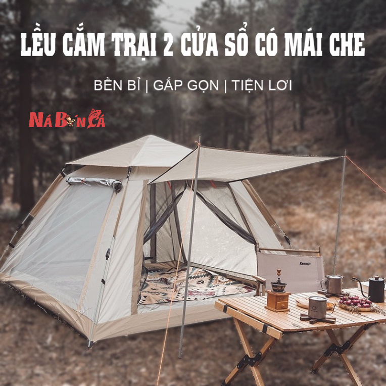 Lều dã ngoại tự bung 4-6 người chống nước chống tia tử ngoại KT 2m4x2m4 - Lều cắm trại du lịch [DCP8]
