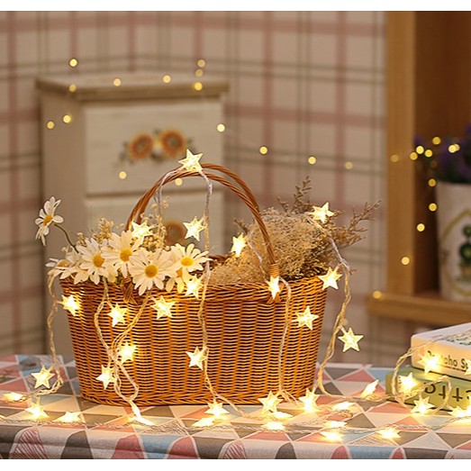 Đèn LED trang trí ngôi sao vàng ấm không nhấp nháy decor phòng ngủ