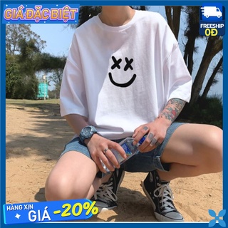 Áo thun nam nữ Unisex Basic in hình Mặt Cười Form Rộng Chất Cotton Oversize tay lỡ thoáng mát