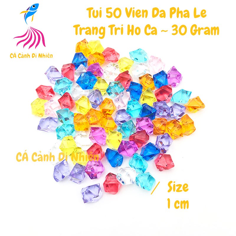 Túi 50 viên đá pha lê size NHỎ 1 cm trang trí hồ cá cảnh