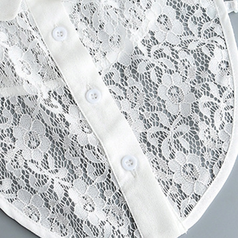 Áo Sơ Mi Nữ Nửa Cổ Ren Rỗng Tháo Rời Được In Họa Tiết Hoa