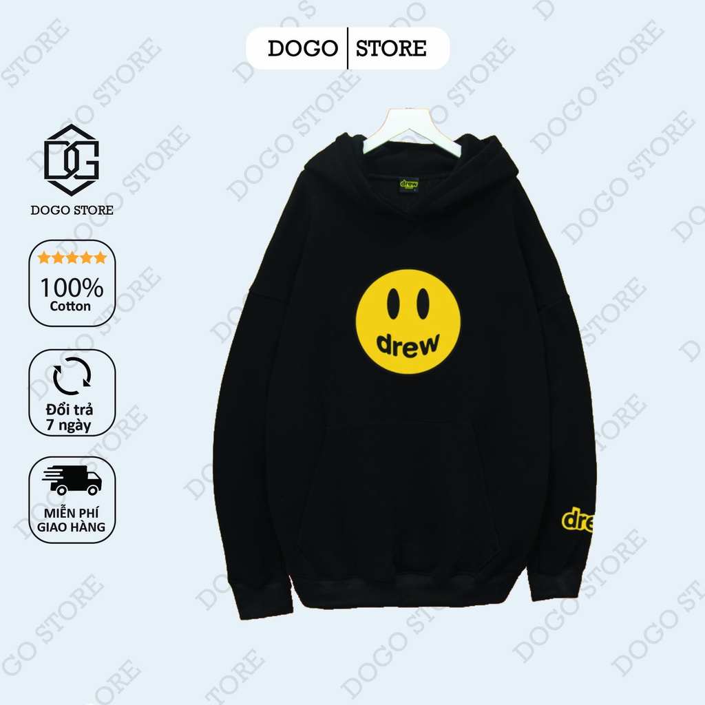 [Mã FAMARAL2 giảm 10K đơn 50K] Áo nỉ Hoodie Drew house mặt cười Dogo shop , áo nỉ bông hoodie unisex nam nữ