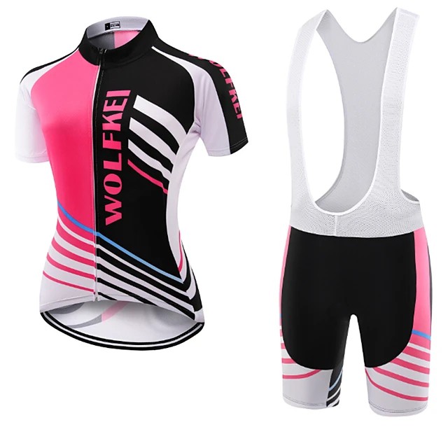 Set áo quần short 2021 có size lớn cho nữ lót silicon/lưới màu hồng/đen phù hợp đi xe đạp chơi thể thao nhanh khô