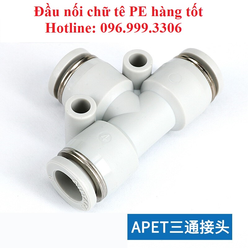 |HÀNG XỊN| Đầu nối chữ tê PE màu trắng, hàng tốt chia ba khí nén, phun sương chịu được áp lực cao giá sỉ