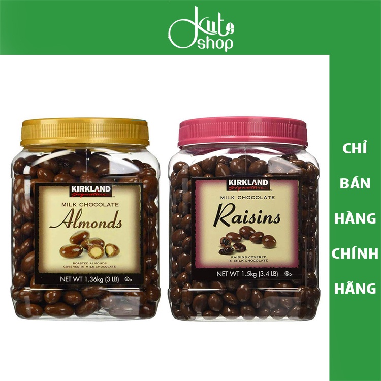 Socola sữa bọc hạt hạnh nhân/nho khô Kirkland Milk Chocolate Almonds/Raisins