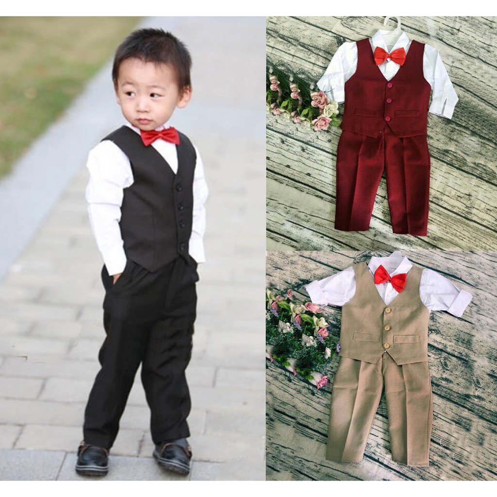 Bộ gile âu vest cho bé trai gồm 4 món sang trọng - Bộ công tử bé trai