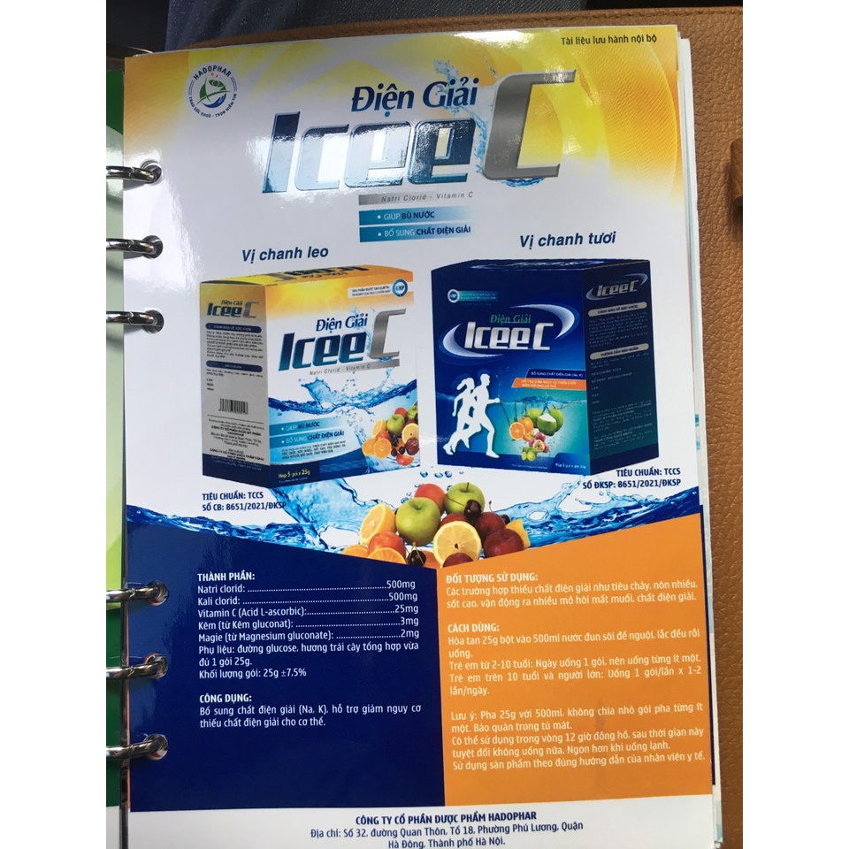 Hộp 5 gói bột ors pha nước uống và bù chất điện giải Iceec. Oresol gói pha 500ml nước vị ngon, dễ uống