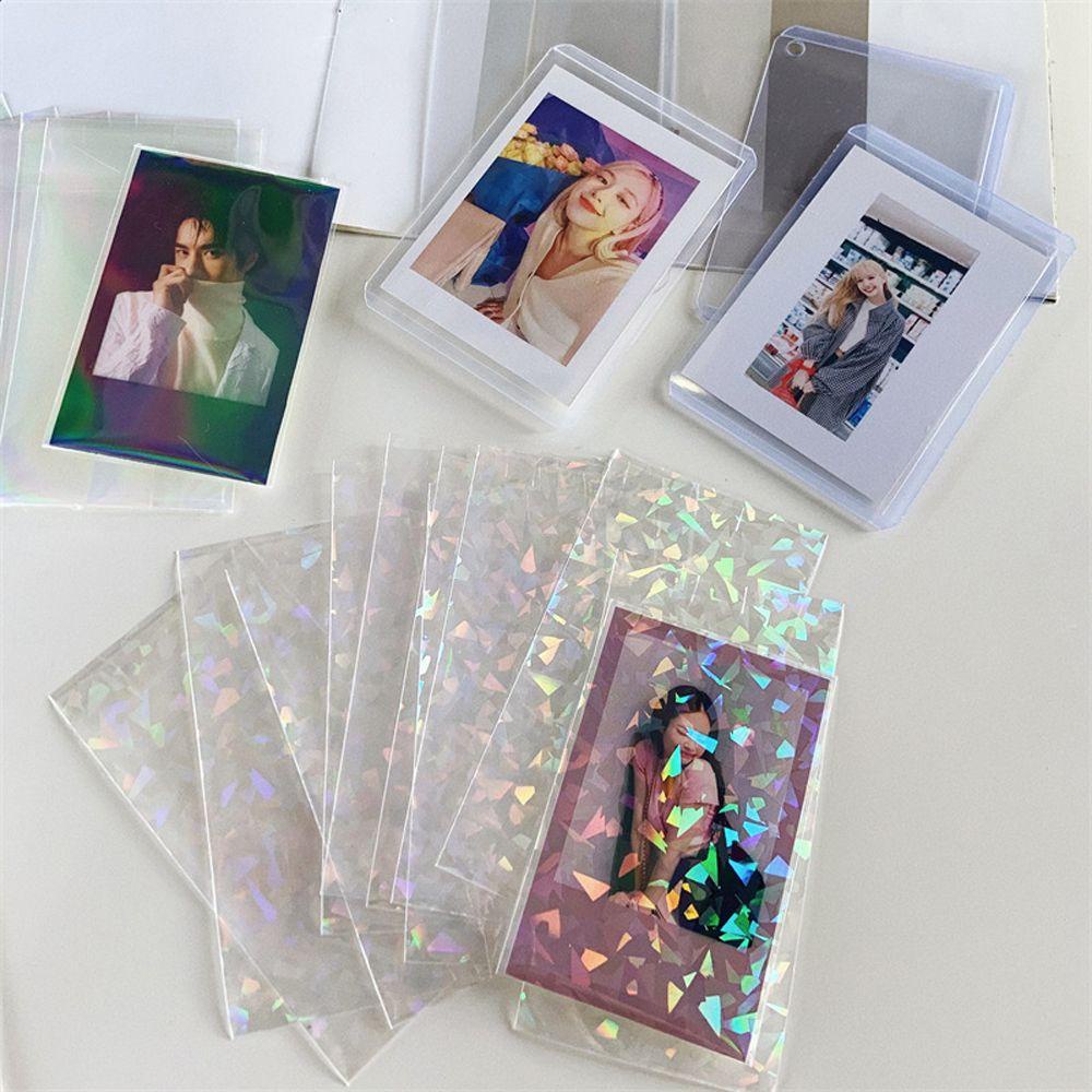 Tấm Phim Nhựa Trong Suốt Màu Holographic Dán Thẻ DYRUIDOJ|Bao Đựng Thẻ Gãy Bằng Sequin Laser Ánh Sao Lấp Lánh