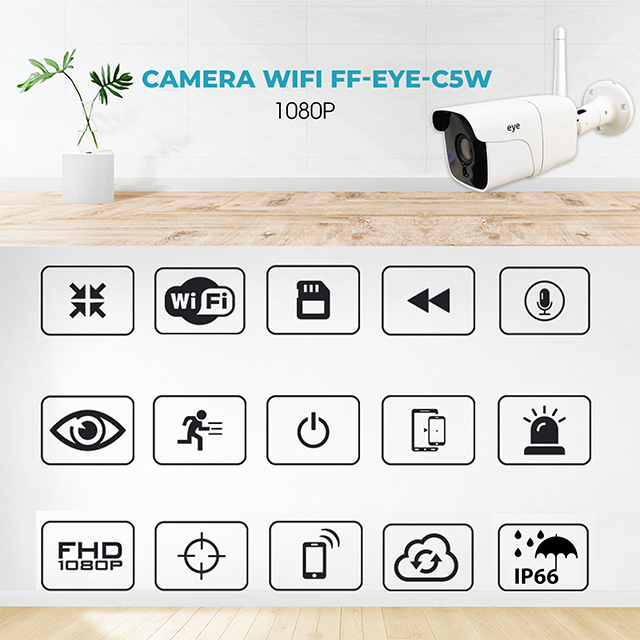 Camera IP WIFI Eye C5W  (2MP) ngoài trời chống nước âm thanh 2 chiều cưc tốt. Bảo hành 2 năm