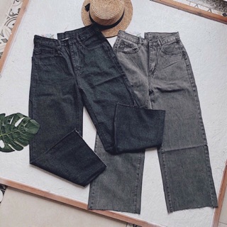 ➿Baggy Jeans Ống Rộng Trơn Tua Lai