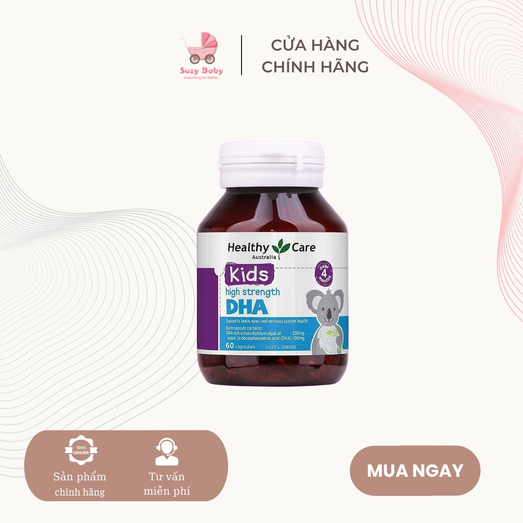 Viên uống Bổ sung DHA của ÚC cho bé Healthy Care Kids DHA 60 viên