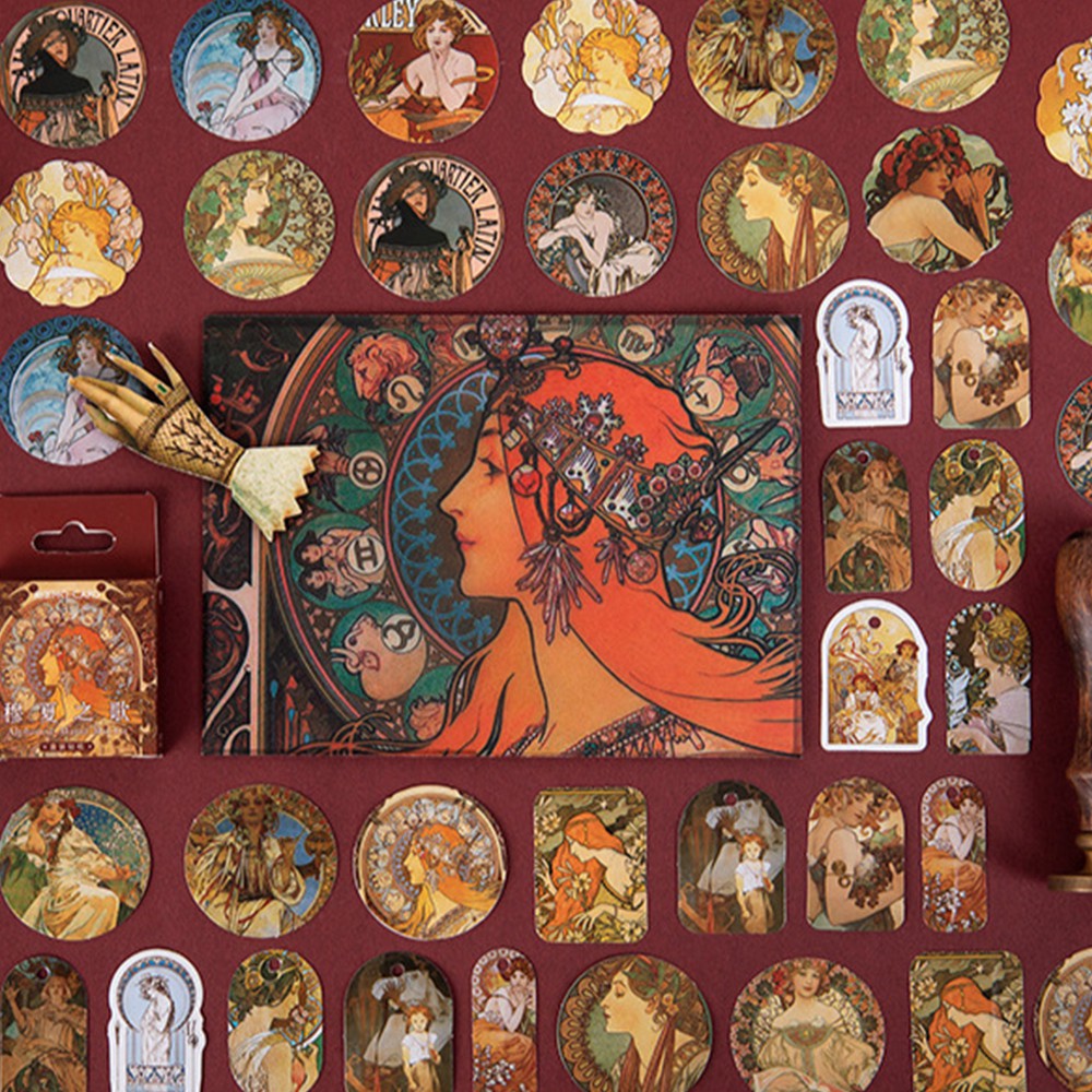 Set 46 Miếng Dán Trang Trí Phong Cách Vintage