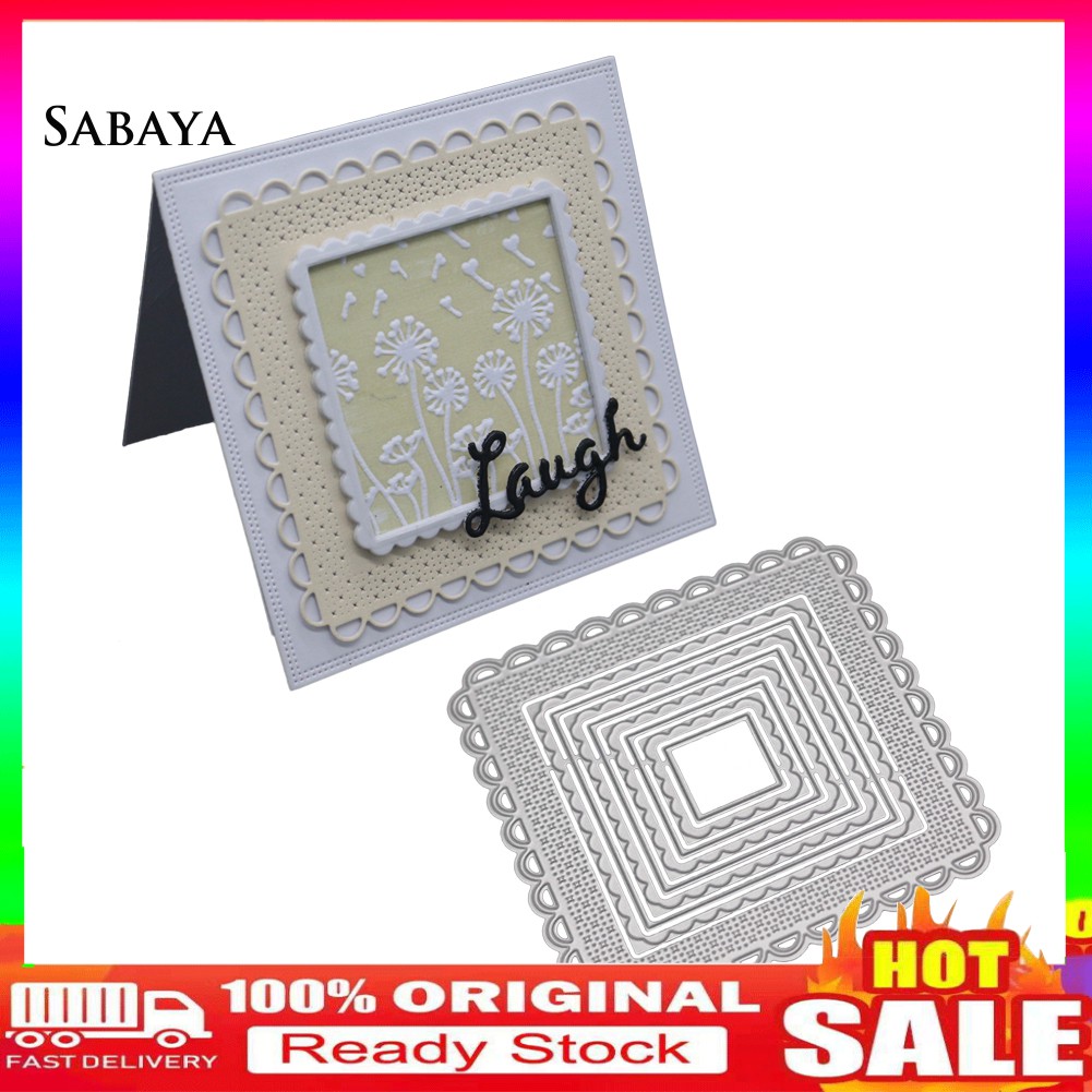 Set khuôn cắt giấy làm từ kim loại hình vuông trang trí scrapbook thép carbon
