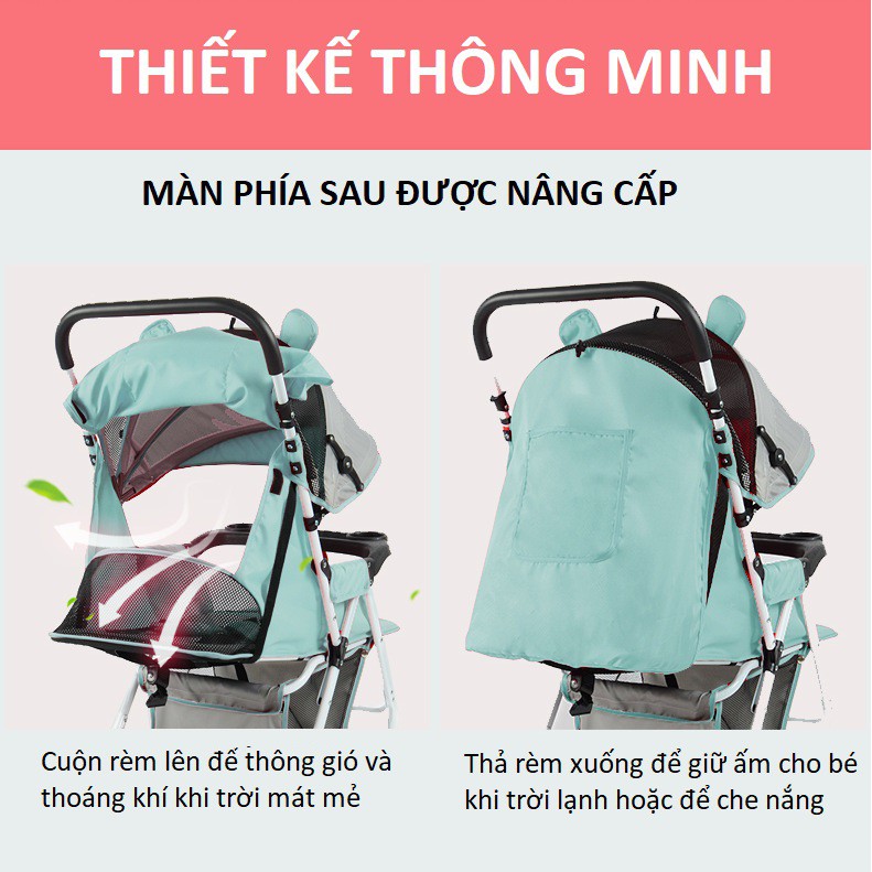 Xe đẩy em bé, xe nôi hai chiều phiên bản cao cấp hai tư thế nằm ngồi siêu nhẹ có thể gấp, xách tay cho bé 0-3 tuổi.