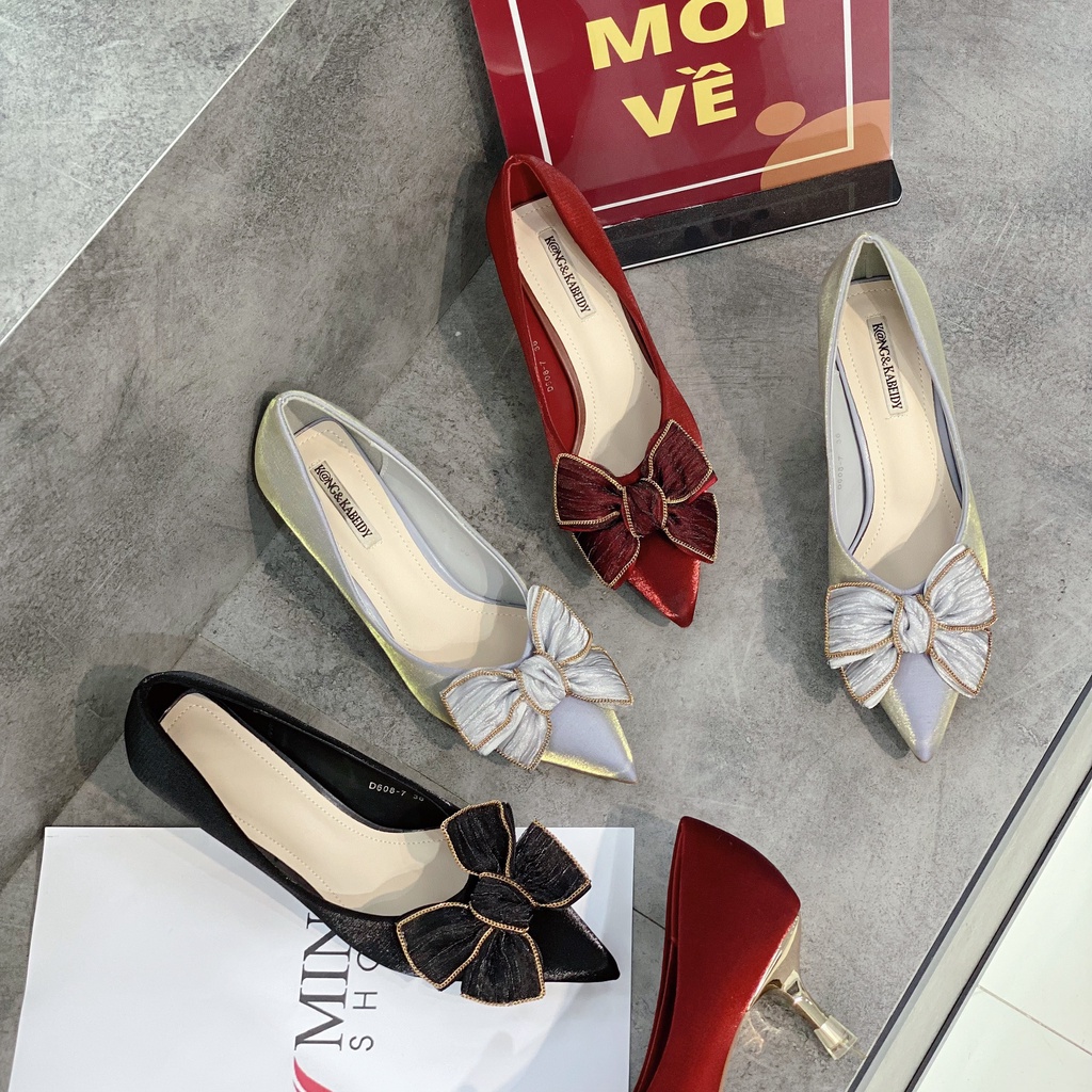 Min's Shoes - Giày Nơ Gót Nhọn Da Mềm Cao Cấp NC53