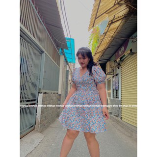 ĐẦM HOA CỔ V [ TNT Shop Bigsize 60kg - 90kg ] Ảnh thật 100%